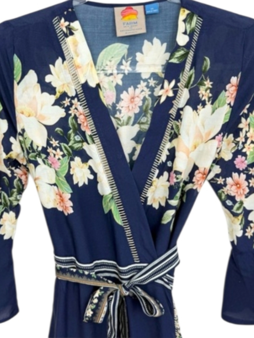 Farm de Rio blue floral wrap maxi dress size S - Picture 7 of 9